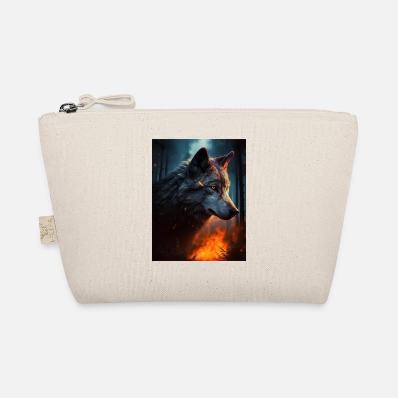 Lone Wolf in the fire forest Organic Pouch