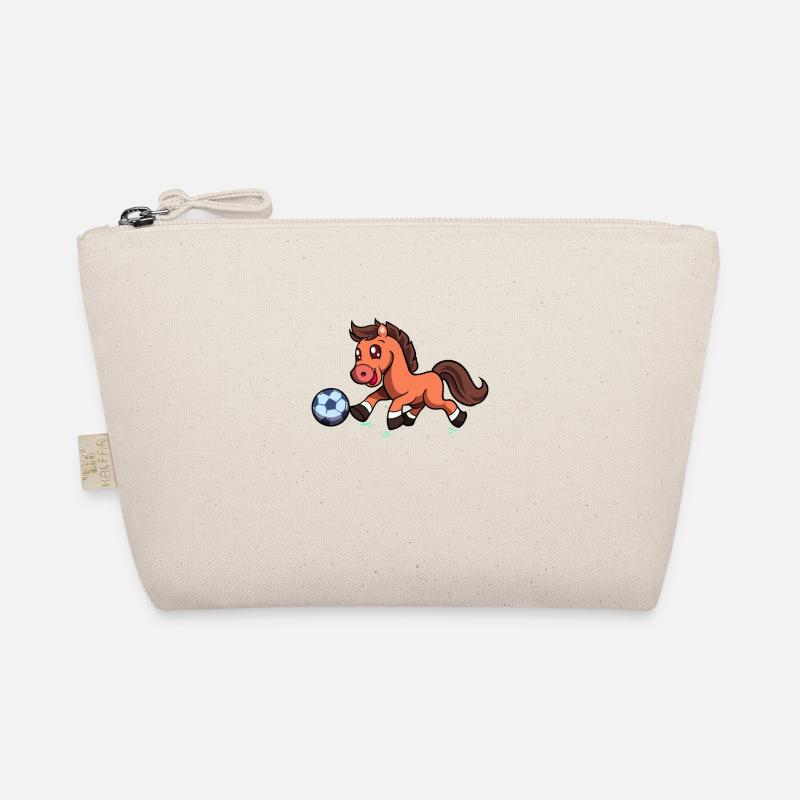 Comic horse playing football Organic Pouch