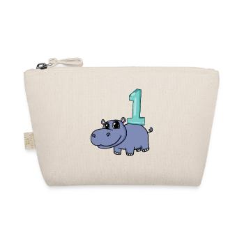 1 year old - school enrollment - hippopotamus motif - Organic Pouch - nature - Front