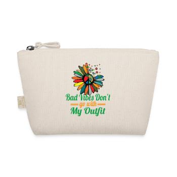 Hippie Peace Zeichen Frieden Blumen Blumenkind - Bio-Täschchen - Natur - Vorne