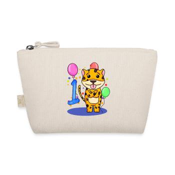 1 Birthday 1 Year Old with Animal Motif - One - Organic Pouch - nature - Front