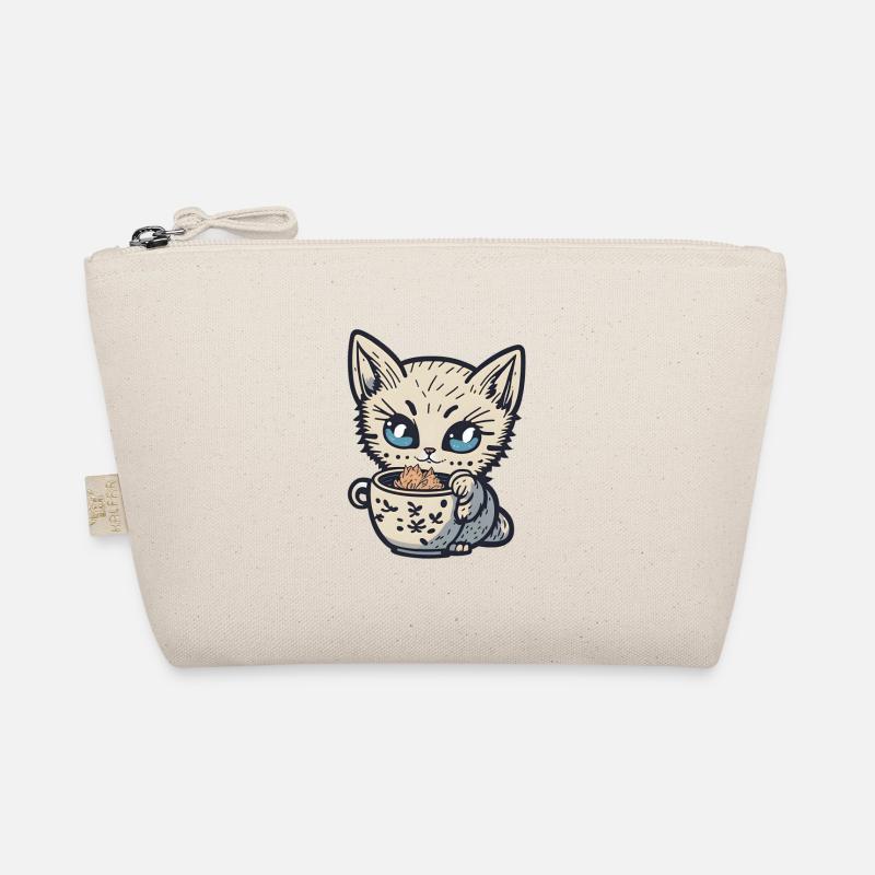 Kawaii Kitty with a Cup Organic Pouch