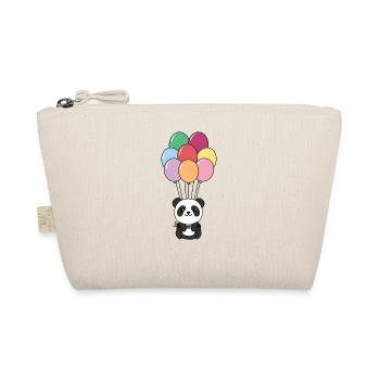Le panda vole vers le haut avec des ballons colorés - Trousse biologique - nature - Devant