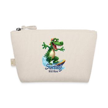 Funny crocodile with a surfboard - surfer - Organic Pouch - nature - Front