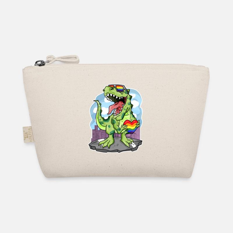 Dino Regenbogen Herz Dinosaurier Bio-Täschchen