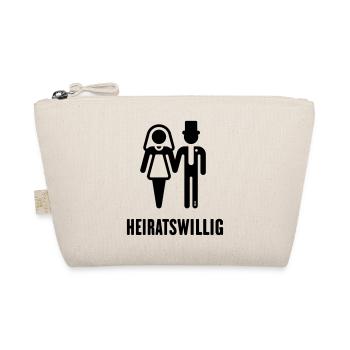 Heiratswillig (Bräutigam / Braut / JGA / Black) - Bio-Täschchen - Natur - Vorne