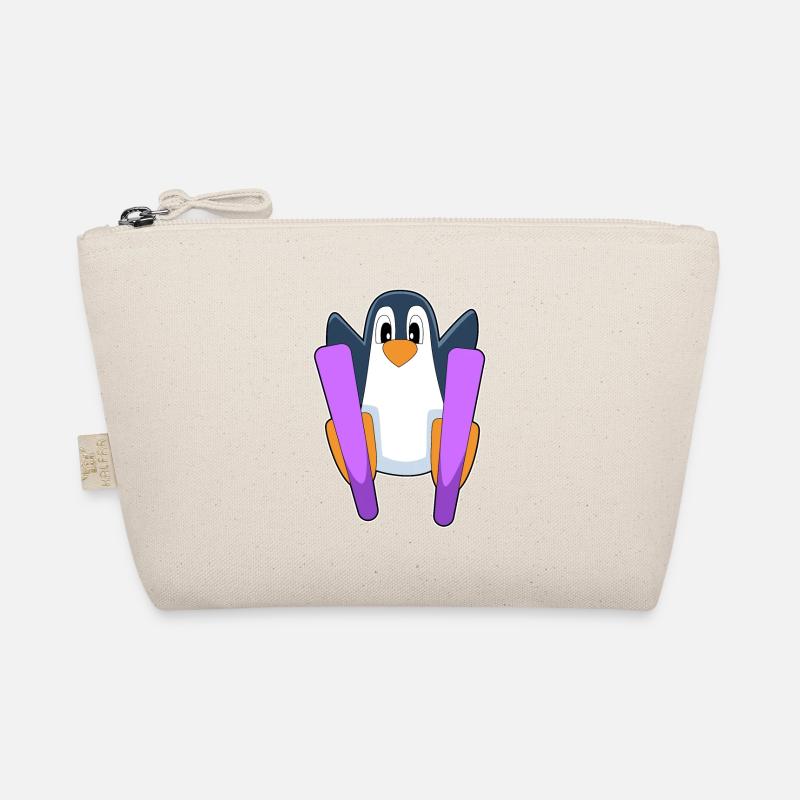Pinguin Skifahrer Ski - Bio-Täschchen - Natur