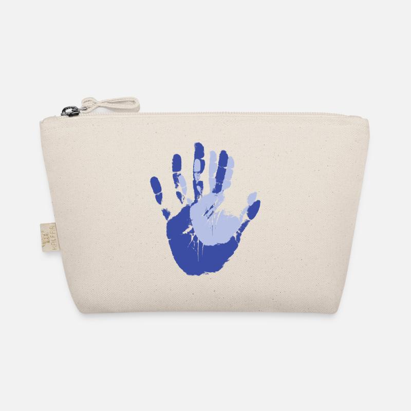 Hand in Hand abdruck Eltern mit Kind Geschenk - Bio-Täschchen - Natur