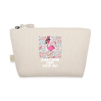 4th Of July Always Drunk Funny Flamingo US Flag - Organic Pouch - nature - Front