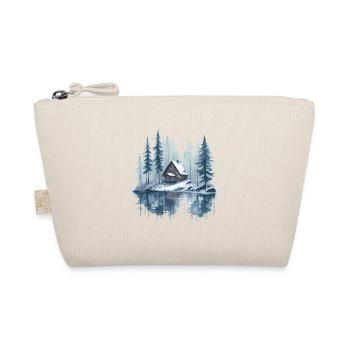 Aquarelle Paysage enneigé avec cabane au bord du lac - Trousse biologique - nature - Devant