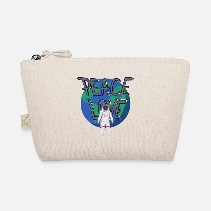 Peace Love Astronaut World Logo in Grey Organic Pouch