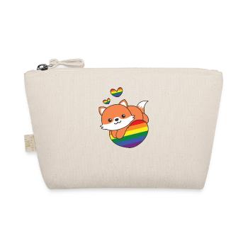 Rainbow Flag Pride LGBTQ Cute Fox Love - Organic Pouch - nature - Front