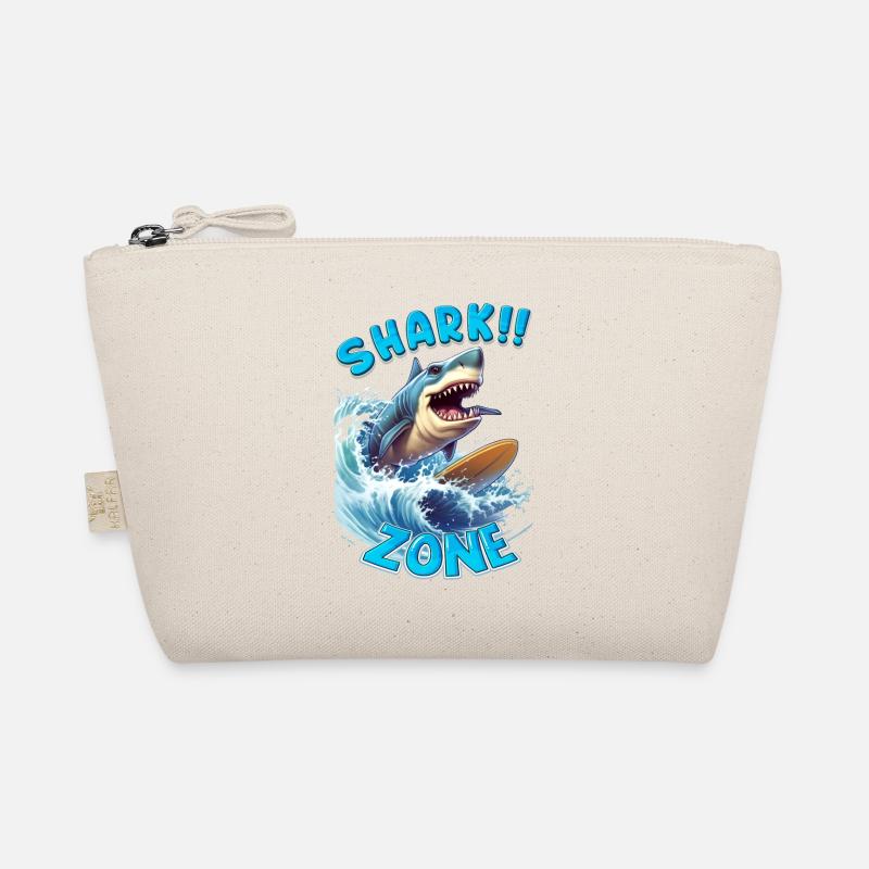 Funny shark with a surfboard - surfer Organic Pouch