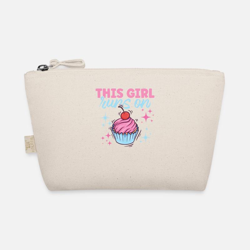 With this design Girl Runs On Cupcake Organic Pouch