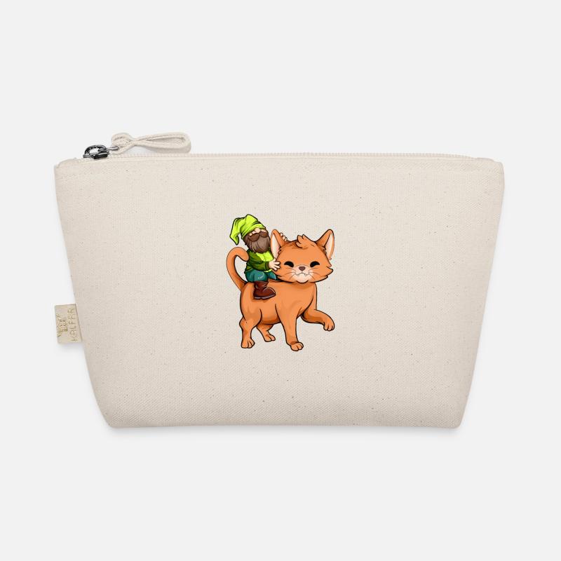 Gartenzwerg reitet Katze Bio-Täschchen