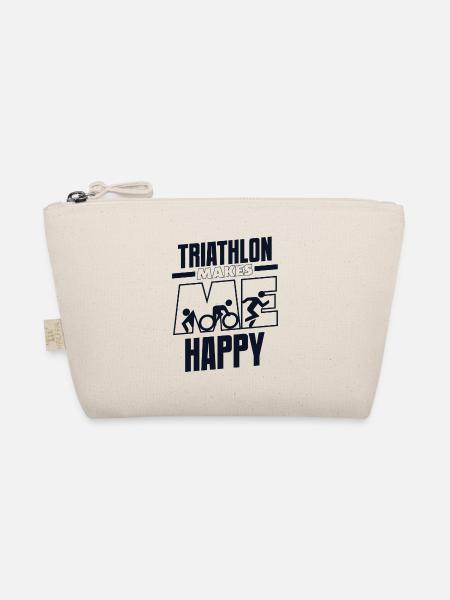 Triathlon Makes Me Happy Training Triathlonrad - Bio-Täschchen - Natur - Vorne