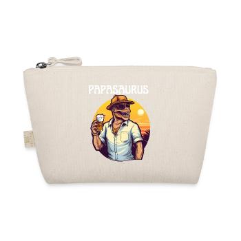 Retro Vintage Papasaurus Motif with Father Dinosaur - Organic Pouch - nature - Front