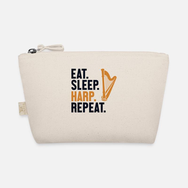 Eat Sleep Harp Repeat Harfe Konzertharfe Bio-Täschchen