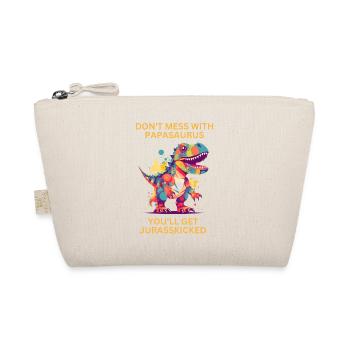 Funny Papa Papasaurus Dino Dinosaur Gift - Organic Pouch - nature - Front