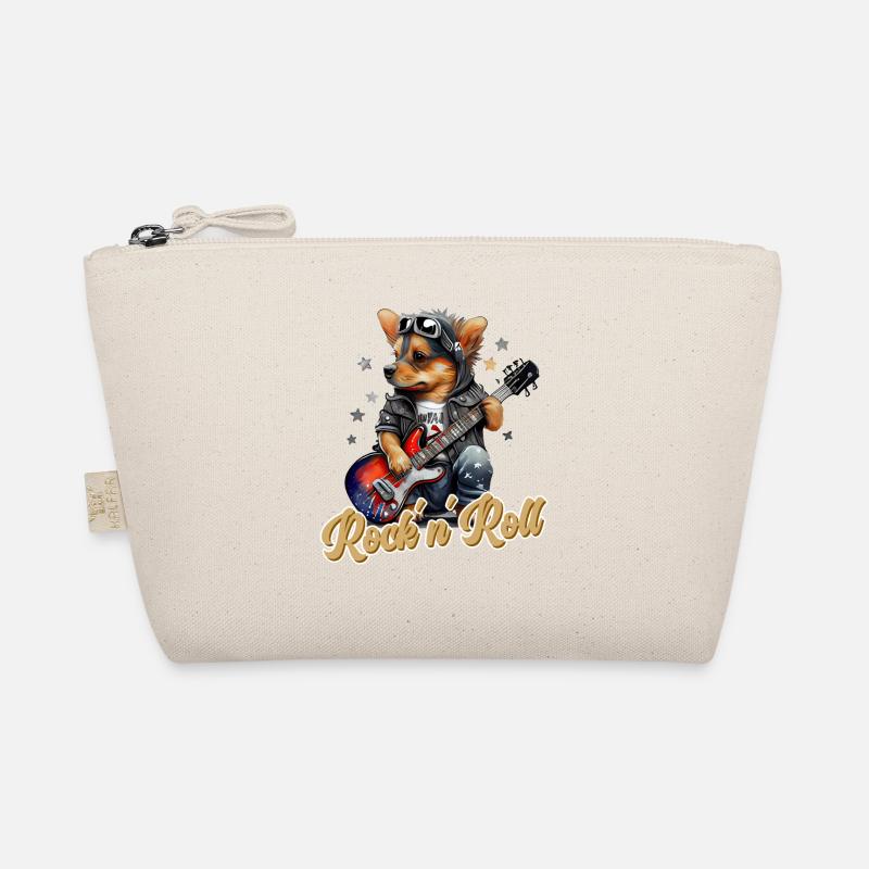 Witziger Hund Mit E-Gitarre, Rock ´n´Roll Spruch Bio-Täschchen
