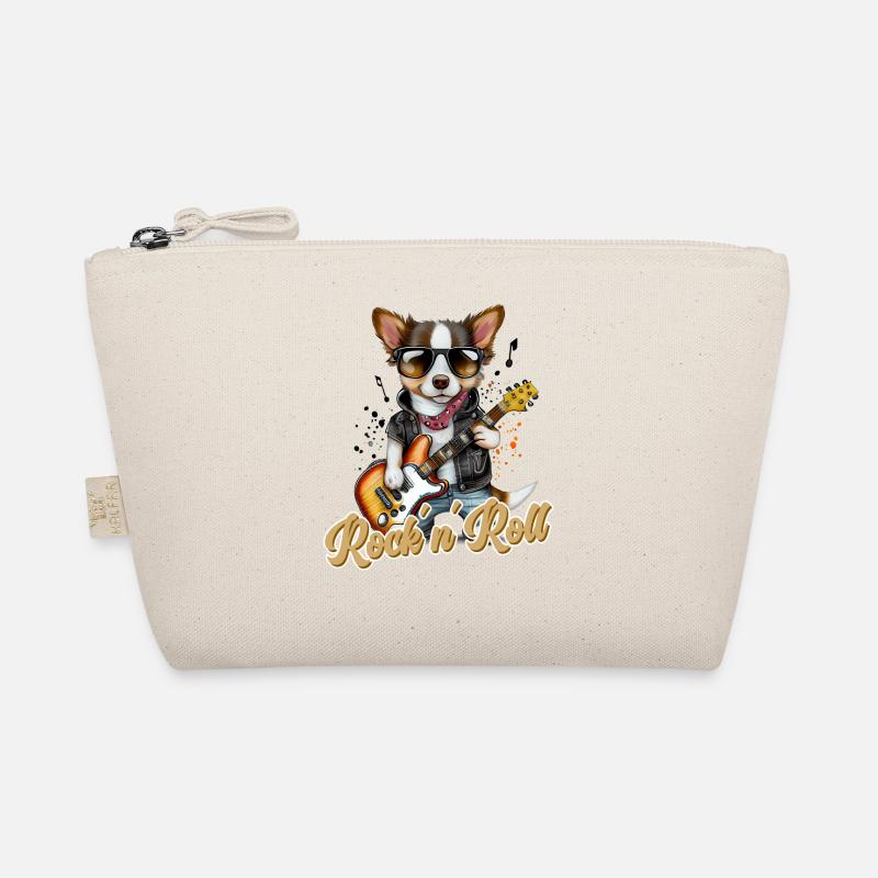 Funny Dog with Electric Guitar Rock 'n' Roll Organic Pouch