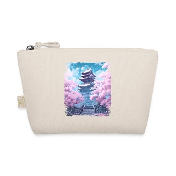 Sakura Tree in a Temple Cherry Blossom Vaporwave - Organic Pouch - nature - Front