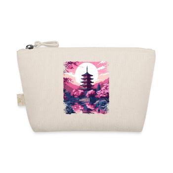 Cherry Blossom Sakura Tree in a Vaporwave Temple - Organic Pouch - nature - Front