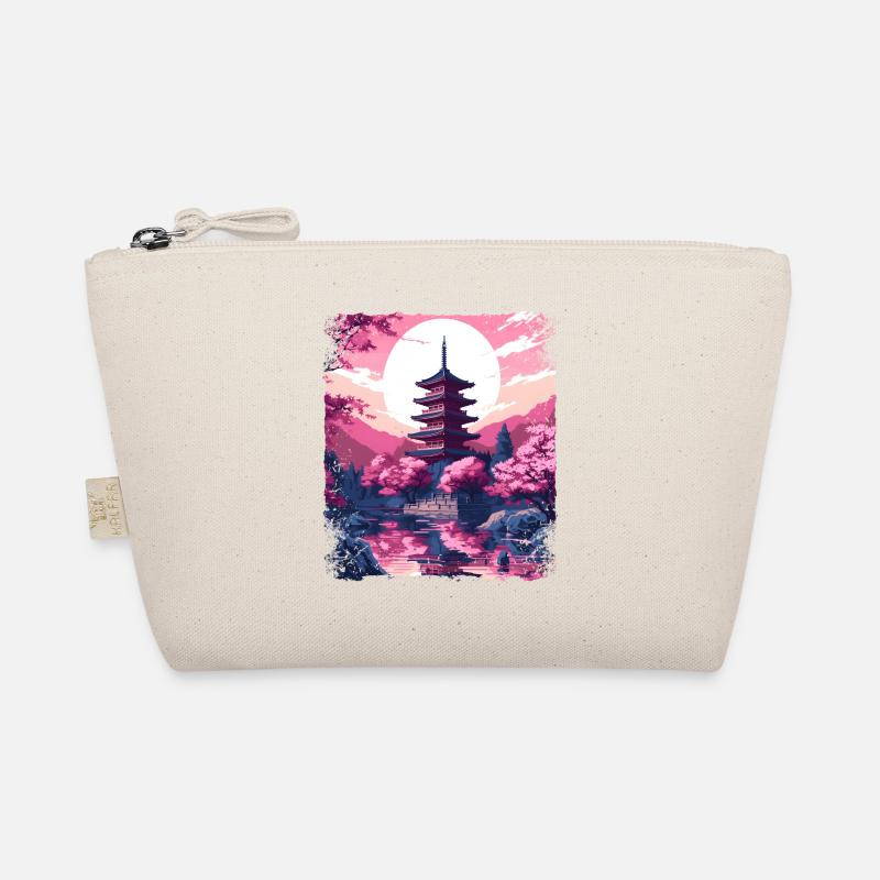 Cherry Blossom Sakura Tree in a Vaporwave Temple Organic Pouch