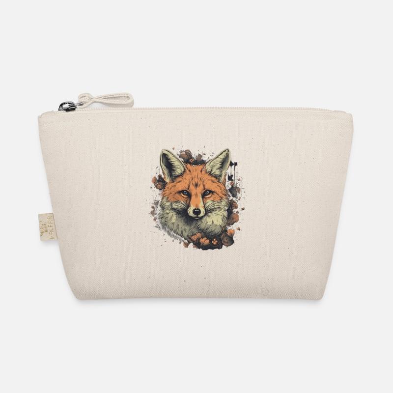 Schöner roter Fuchs Illustration Waldtier Blumen - Bio-Täschchen - Natur