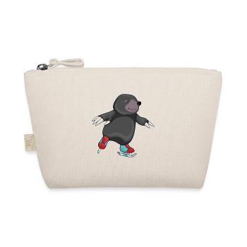 Maulwurf Eislaufen Schlittschuhe Wintersport - Bio-Täschchen - Natur - Vorne