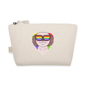 Regenbogen - Hund Shih Tzu mit Brille und Herz - Bio-Täschchen - Natur - Vorne