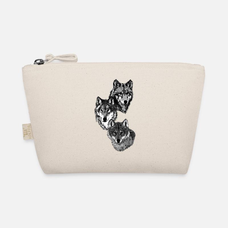 Three wolf heads in grey Organic Pouch