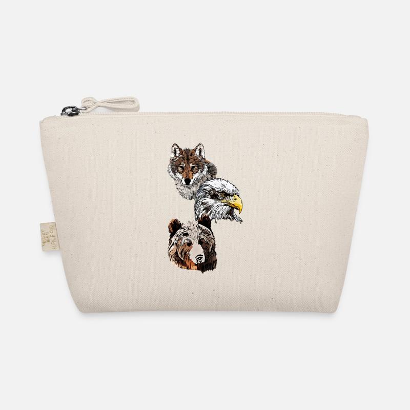 Wild animal motif with eagle, wolf and bear head Organic Pouch