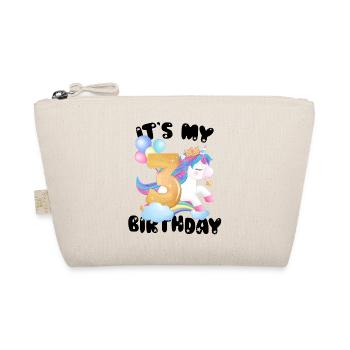 Its My Birthday Girl, Unicorn Birthday 3 Years - Organic Pouch - nature - Front