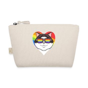 Regenbogen - Katze Ragdoll mit Brille und Herz - Bio-Täschchen - Natur - Vorne