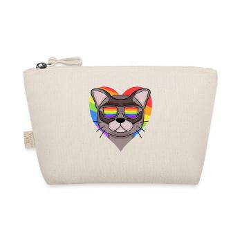Regenbogen - Katze Burma-Katze mit Brille und Herz - Bio-Täschchen - Natur - Vorne