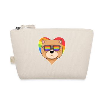 Regenbogen - Hund Chow Chow mit Brille und Herz - Bio-Täschchen - Natur - Vorne
