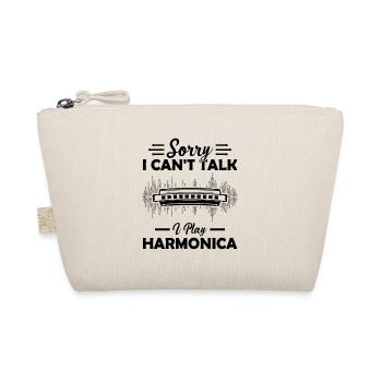 Sorry I Cant Talk I Play Harmonica Harmonica Lover - Organic Pouch - nature - Front