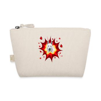 Comic Dog Design - Pow - White Shepherd - Organic Pouch - nature - Front