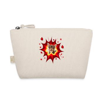 Comic Dog Design - Pow - Chihuahua - Organic Pouch - nature - Front
