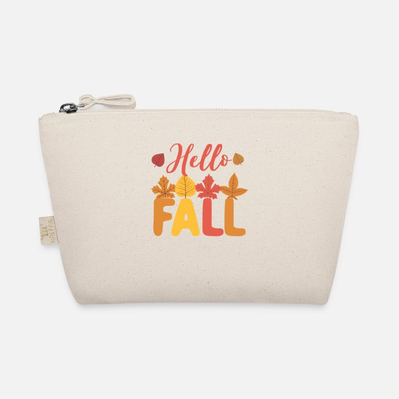 Hello Autumn Falling Autumn Leaves Cute Botanic Organic Pouch