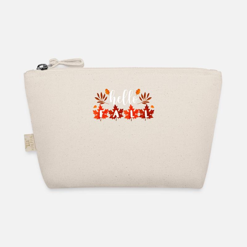 Hello Autumn Falling Autumn Leaves Cute Botanic Organic Pouch