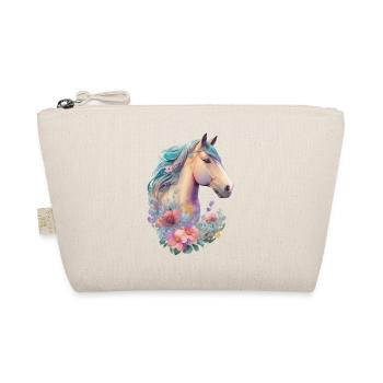 Das Pferd Mädchen Kinder Pferde Blumen Design - Bio-Täschchen - Natur - Vorne
