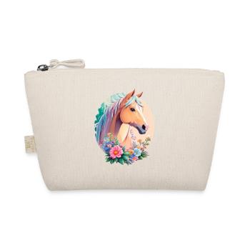Pastel Colors Pony Horse Art with Flowers - Organic Pouch - nature - Front