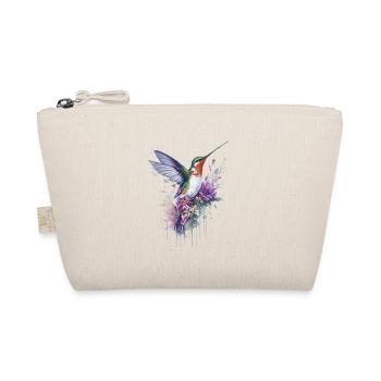 Floral Elegance - Watercolor Hummingbird - Organic Pouch - nature - Front