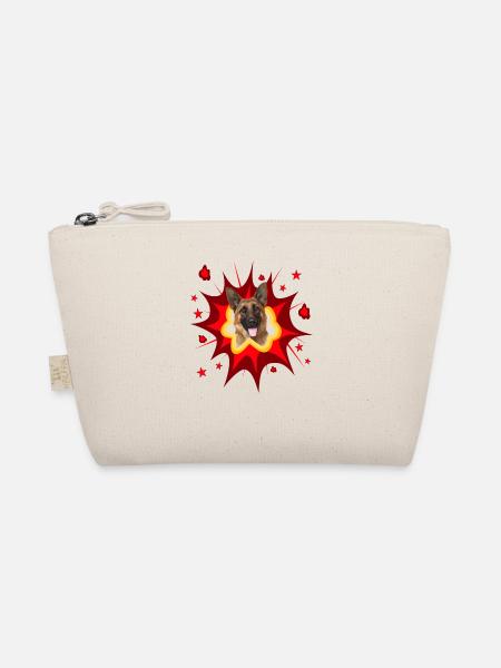 Comic Hund Design - Pow - Deutscher Schäferhund - Bio-Täschchen - Natur