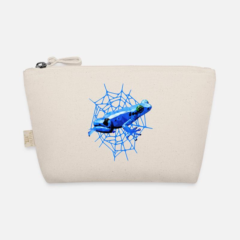 Poison dart frog with spider web, blue frog Organic Pouch