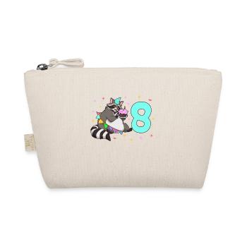 With raccoon - children's birthday 8 years - Organic Pouch - nature - Front