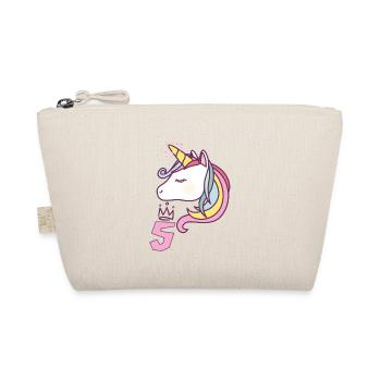 Birthday Girl Princess Unicorn 5 years Gift - Organic Pouch - nature - Front