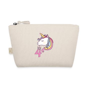 Birthday Girl Princess Unicorn 4 years Gift - Organic Pouch - nature - Front